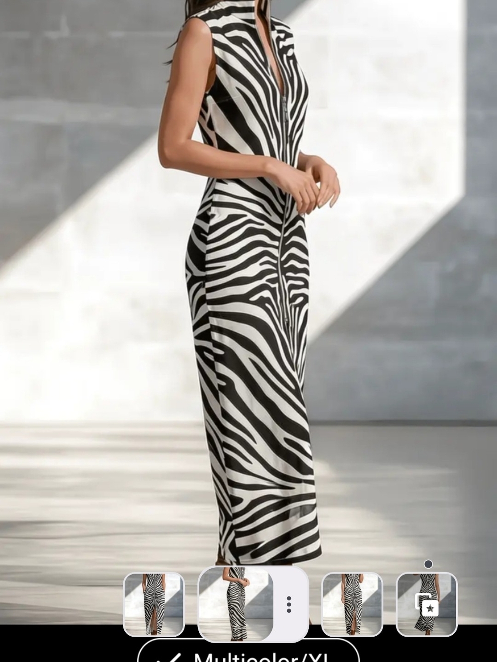 Source Unknown Black & White Zebra Print Midi Dress
